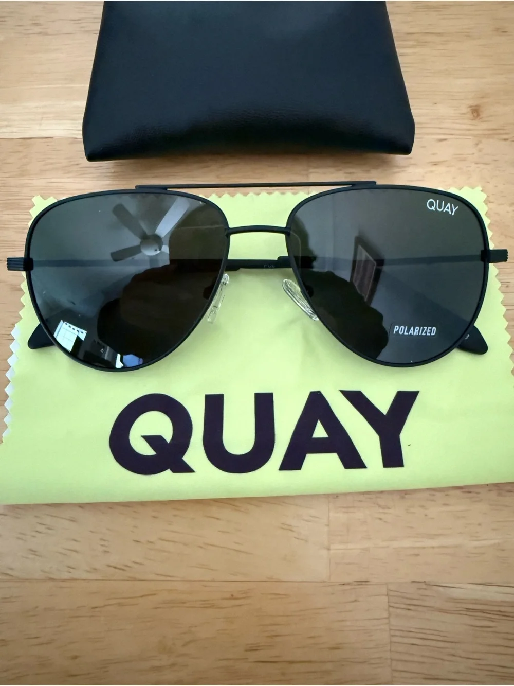 QUAY The Wingman Black Aviator Polarized Sunglasses